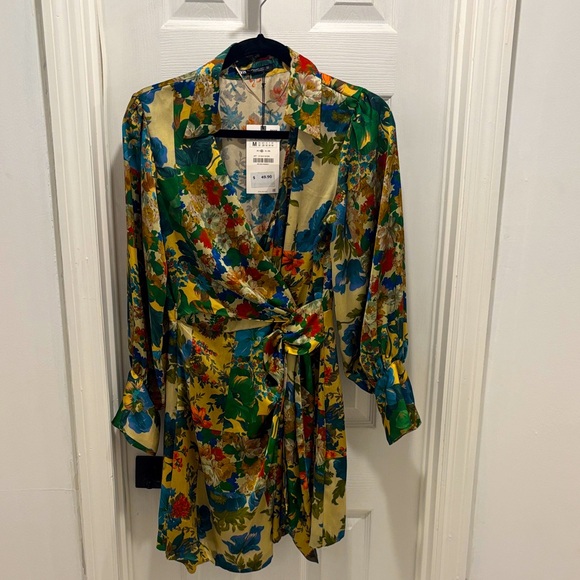 NWT Zara Multicolor Floral Dress SZ M medium - Picture 1 of 4